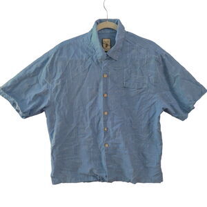 Jamaica Jaxx Authentic Mens Button Up Blue Size Large 100% Silk Island Style